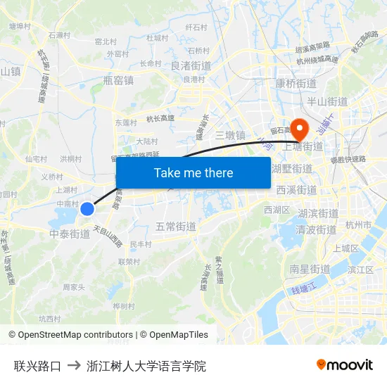 联兴路口 to 浙江树人大学语言学院 map