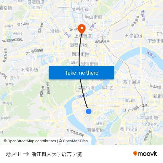 老店里 to 浙江树人大学语言学院 map
