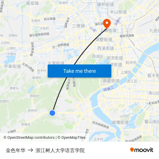金色年华 to 浙江树人大学语言学院 map