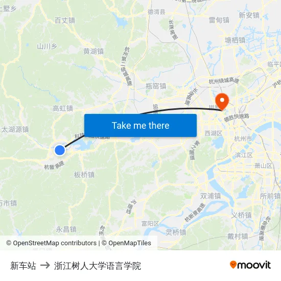 新车站 to 浙江树人大学语言学院 map