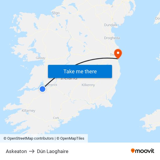 Askeaton to Dún Laoghaire map