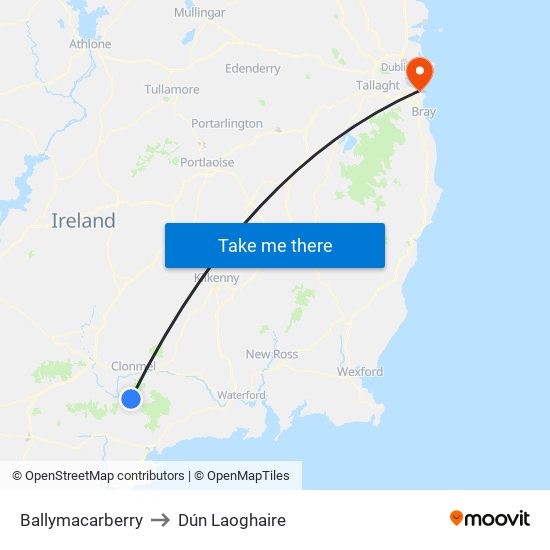 Ballymacarberry to Dún Laoghaire map