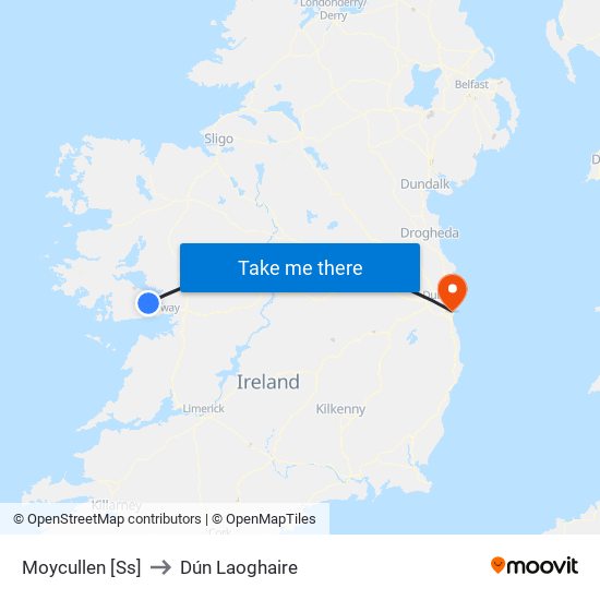 Moycullen [Ss] to Dún Laoghaire map