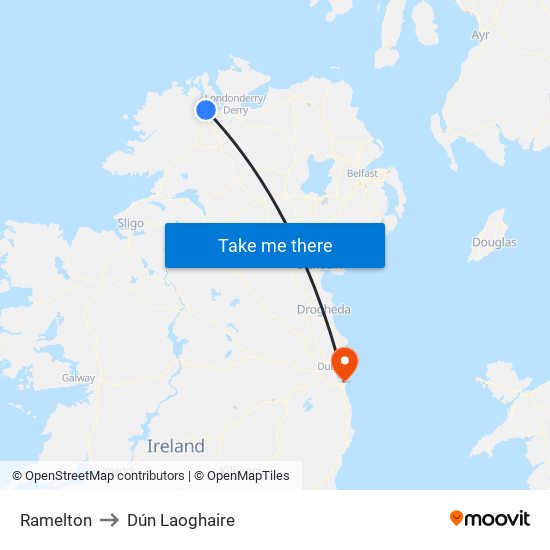 Ramelton to Dún Laoghaire map