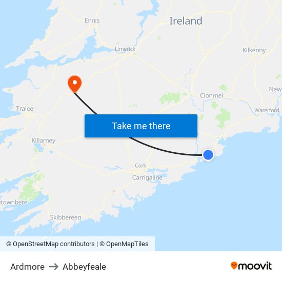 Ardmore to Abbeyfeale map