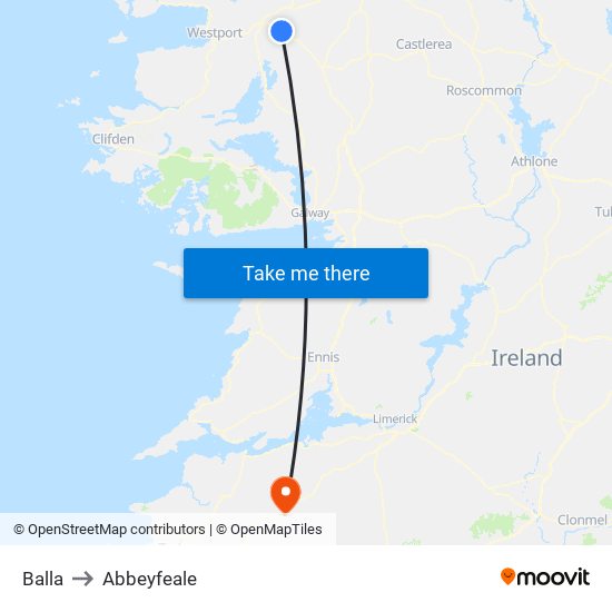 Balla to Abbeyfeale map
