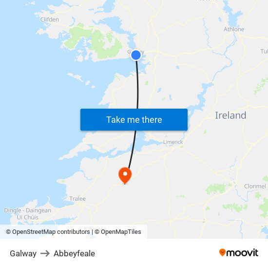 Galway to Abbeyfeale map