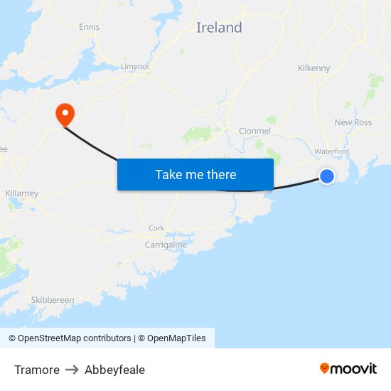 Tramore to Abbeyfeale map