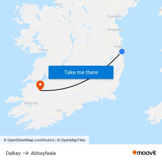 Dalkey to Abbeyfeale map