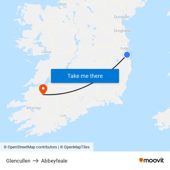 Glencullen to Abbeyfeale map
