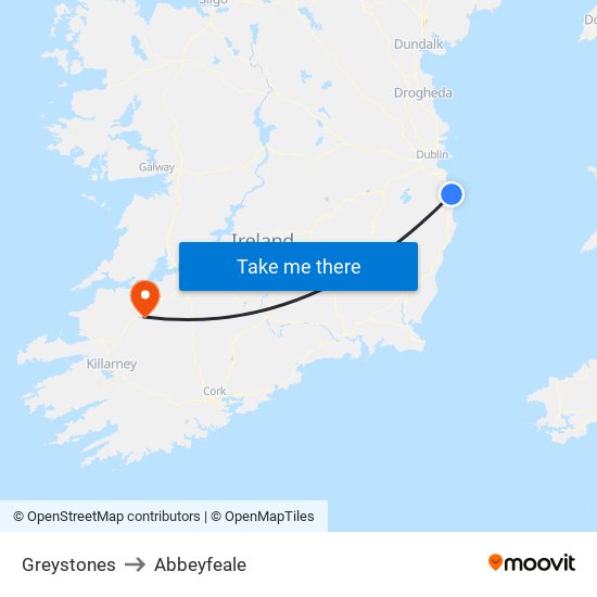 Greystones to Abbeyfeale map