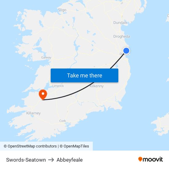 Swords-Seatown to Abbeyfeale map