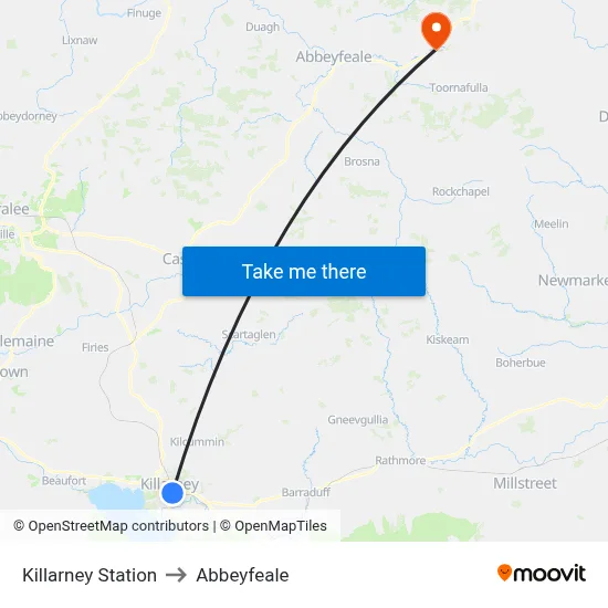 Killarney Station to Abbeyfeale map