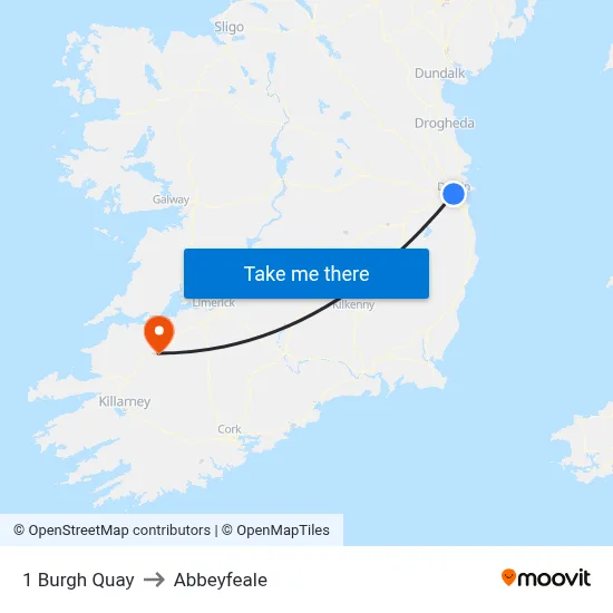 1 Burgh Quay to Abbeyfeale map