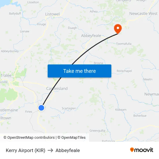 Kerry Airport (KIR) to Abbeyfeale map
