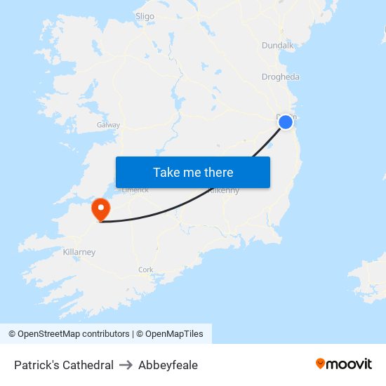 Patrick's Cathedral to Abbeyfeale map