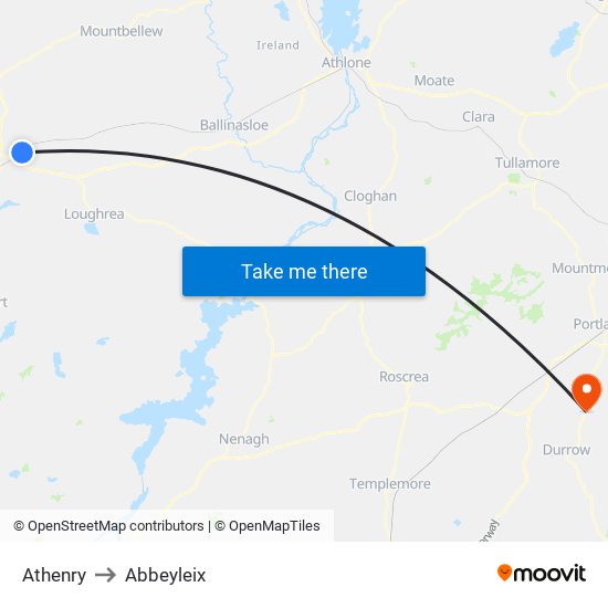 Athenry to Abbeyleix map