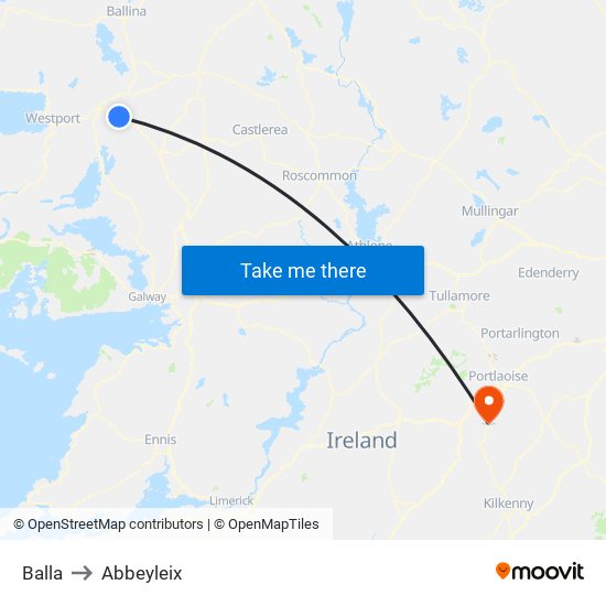 Balla to Abbeyleix map