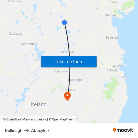 Ballinagh to Abbeyleix map