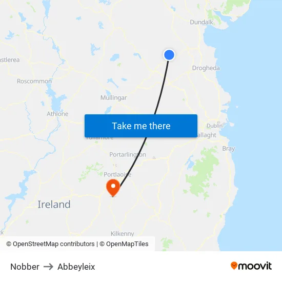 Nobber to Abbeyleix map