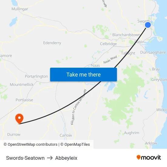 Swords-Seatown to Abbeyleix map