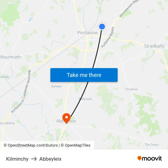 Kilminchy to Abbeyleix map