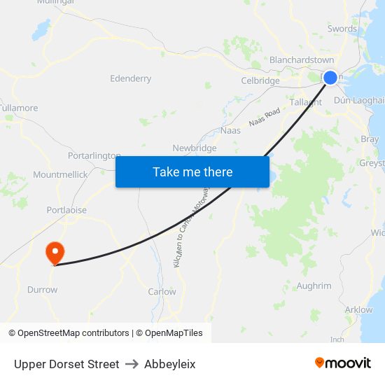 Upper Dorset Street to Abbeyleix map