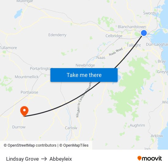 Lindsay Grove to Abbeyleix map