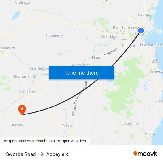 Swords Road to Abbeyleix map