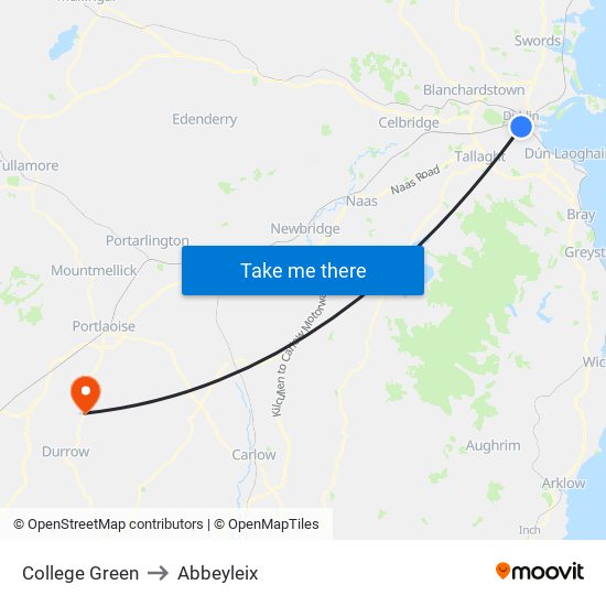 College Green to Abbeyleix map