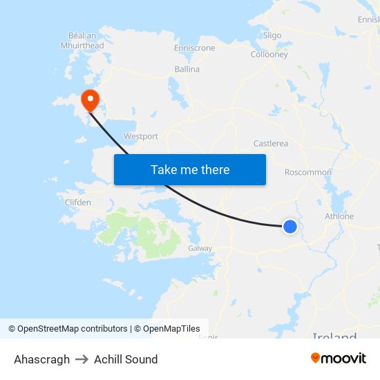 Ahascragh to Achill Sound map