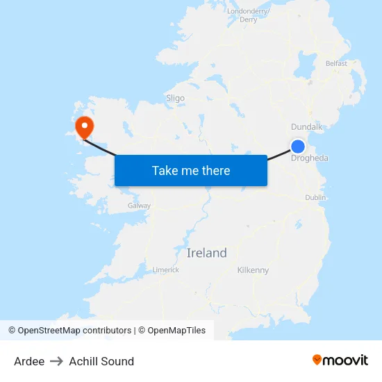 Ardee to Achill Sound map