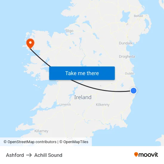 Ashford to Achill Sound map