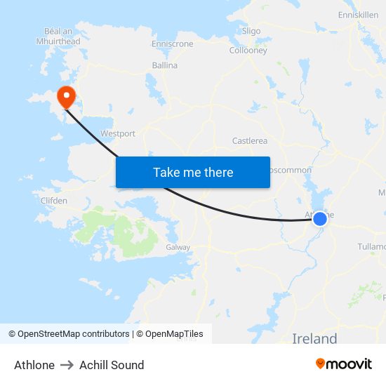 Athlone to Achill Sound map