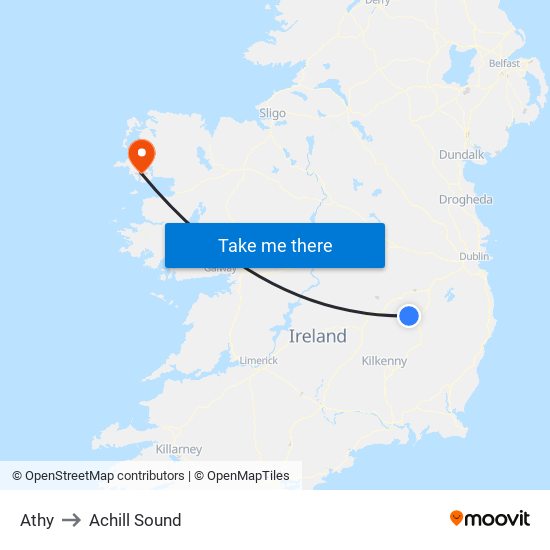 Athy to Achill Sound map