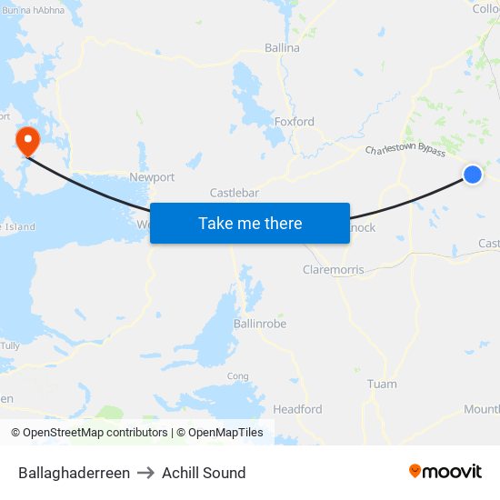 Ballaghaderreen to Achill Sound map