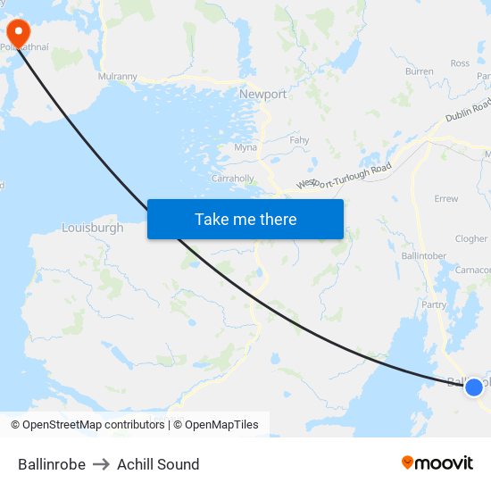 Ballinrobe to Achill Sound map