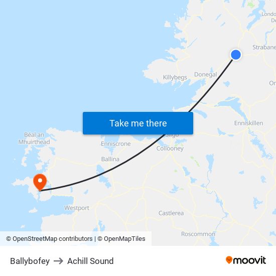 Ballybofey to Achill Sound map
