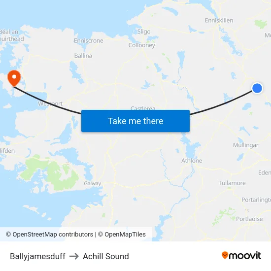 Ballyjamesduff to Achill Sound map