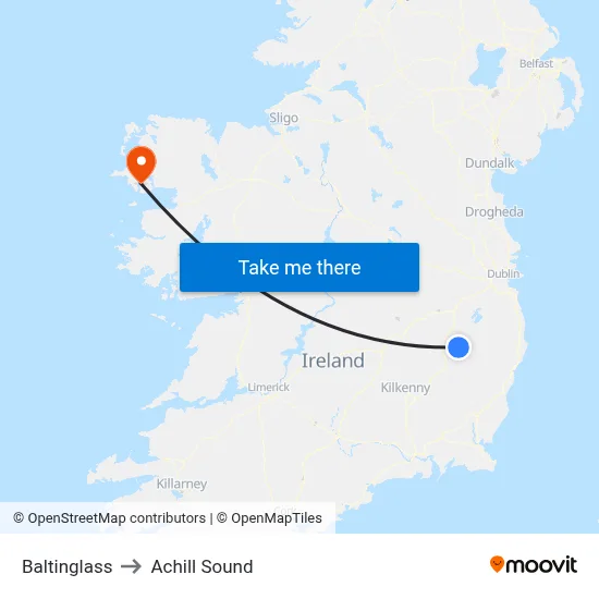 Baltinglass to Achill Sound map