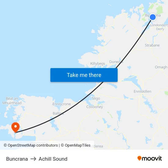 Buncrana to Achill Sound map