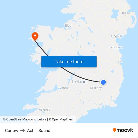 Carlow to Achill Sound map