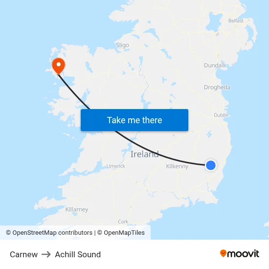 Carnew to Achill Sound map