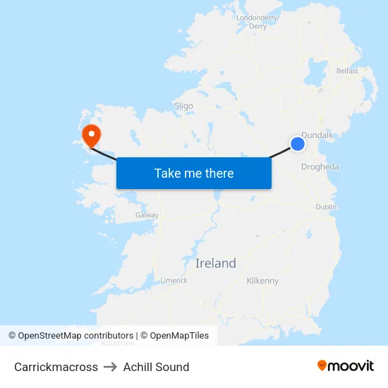 Carrickmacross to Achill Sound map
