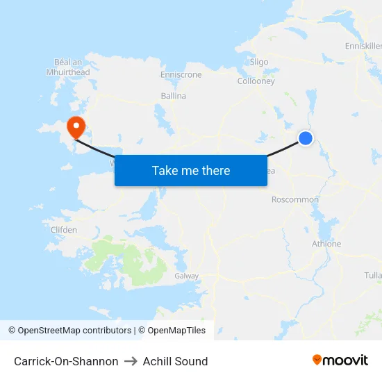 Carrick-On-Shannon to Achill Sound map