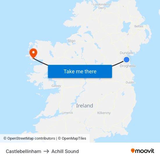 Castlebellinham to Achill Sound map
