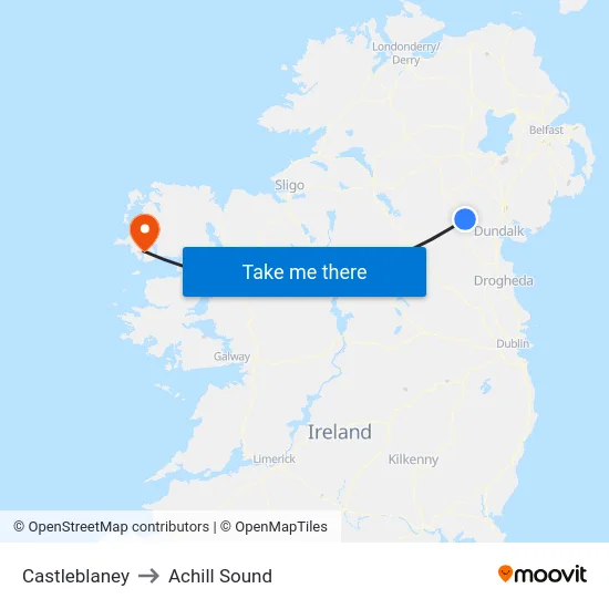 Castleblaney to Achill Sound map