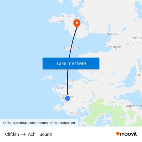 Clifden to Achill Sound map