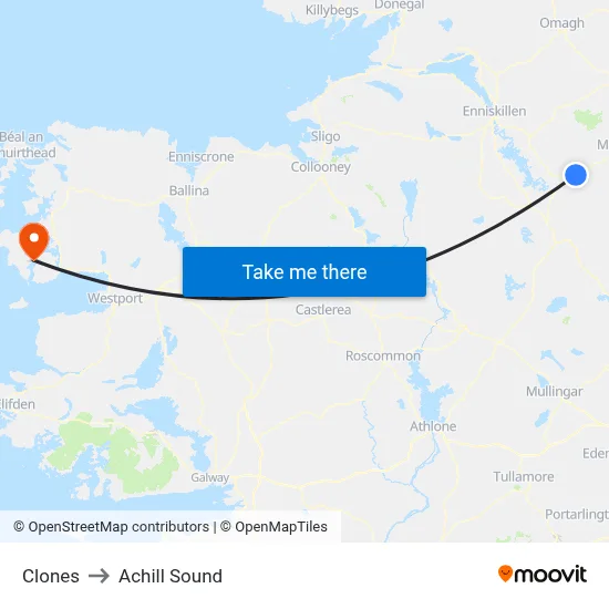 Clones to Achill Sound map