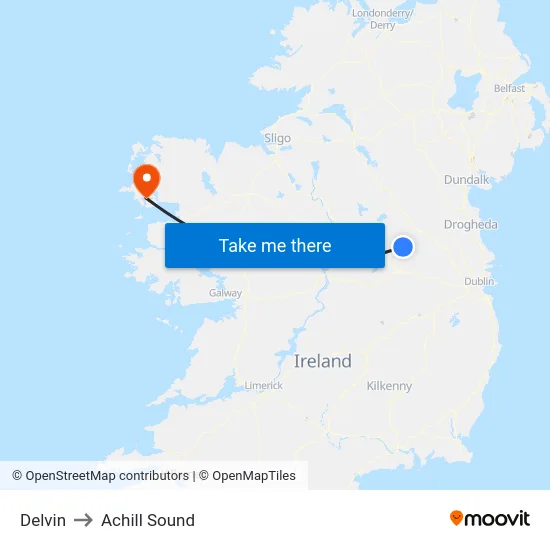 Delvin to Achill Sound map